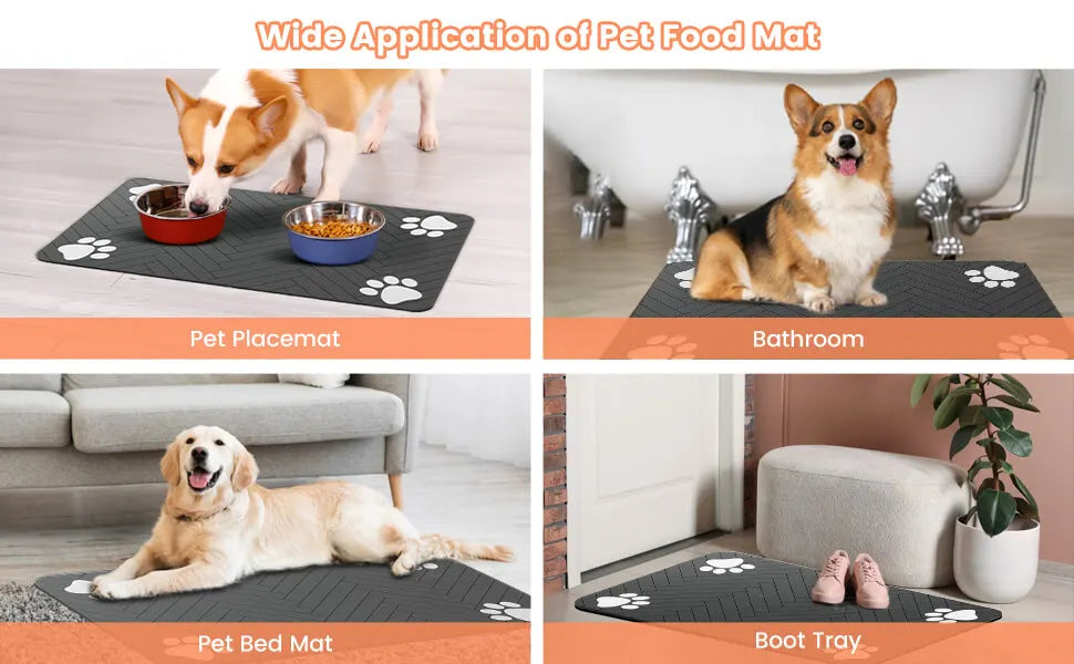 Absorbent Pet Feeding Mat with Waterproof Backing
