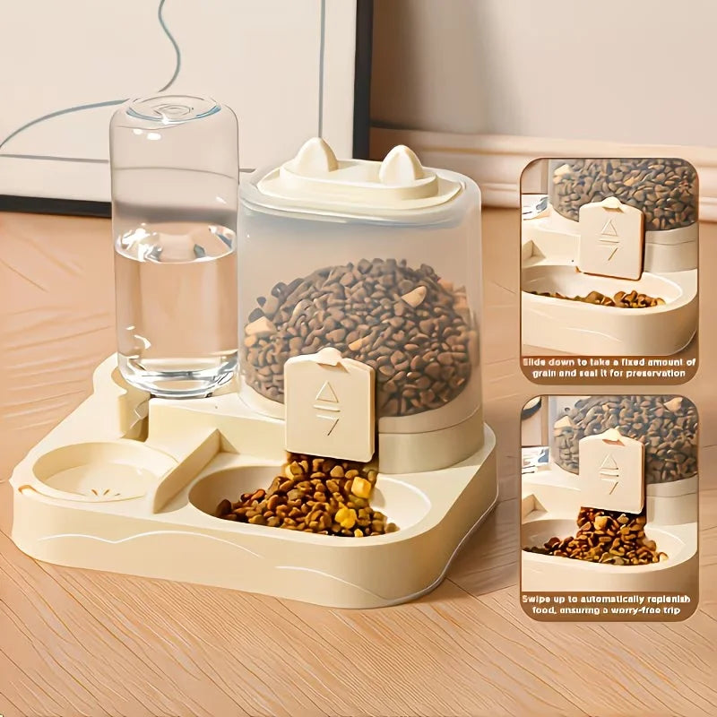 2-in-1 Pet Feeder & Water Dispenser — No Battery, Travel-Ready
