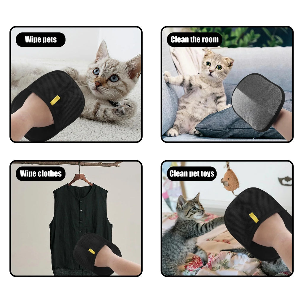Reusable Pet Hair Removal Glove — Double-Sided Grooming & Lint Remover